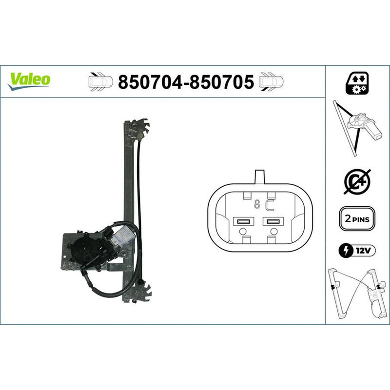 Valeo Electric Window Regulator Lifter Left Rear 850704