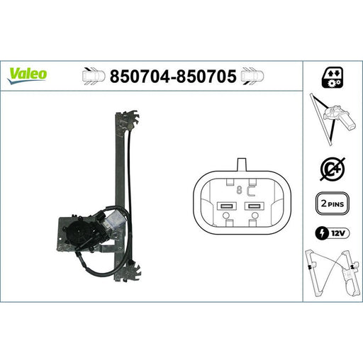 Valeo Electric Window Regulator Lifter Left Rear 850704