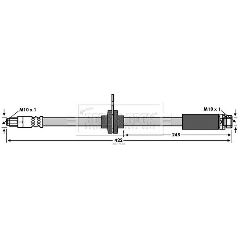 Borg & Beck Brake Hydraulic Hose Line Rear Right BBH7588