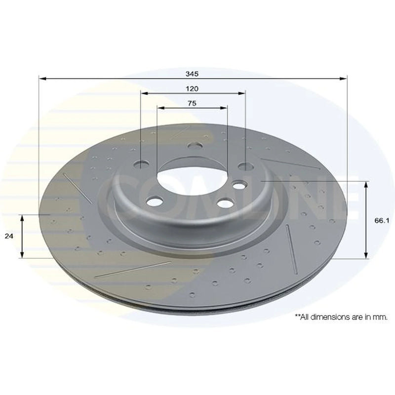 Comline 2 x Perforated/Vented Rear Brake Discs ADC2875V-x2