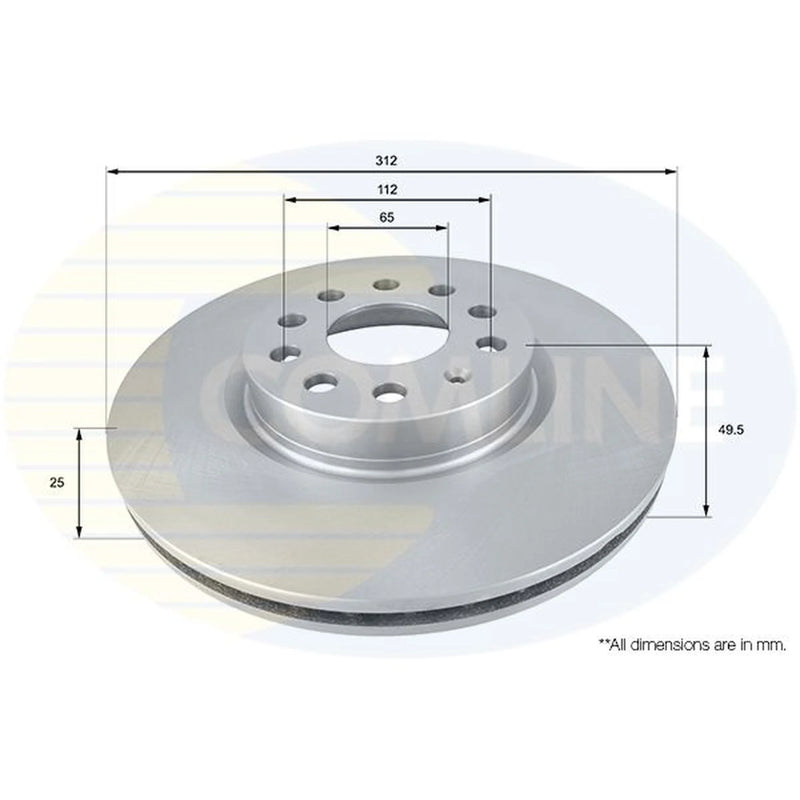 Comline 2 x Vented Front Brake Discs ADC1449V-x2