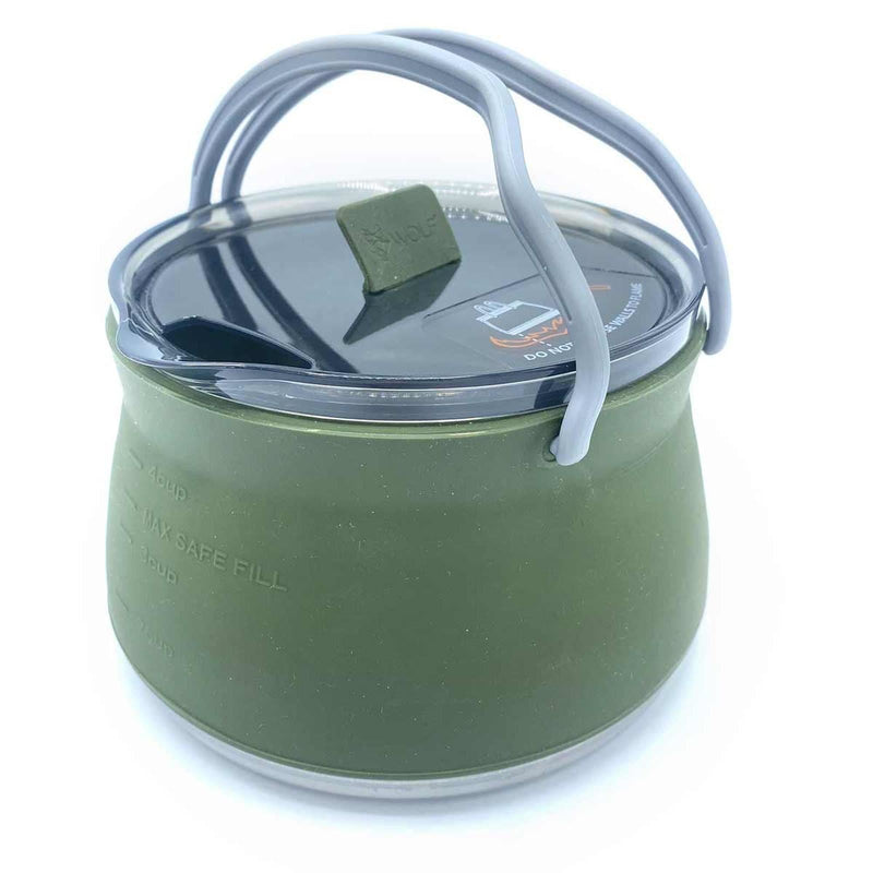 Wolf Outdoors EzyStow Collapsible Kettle 1L Olive Green - Wolf Outdoors - Van Life Living