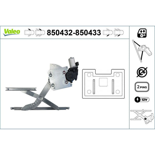 Valeo Electric Window Regulator Lifter Left Front 850432