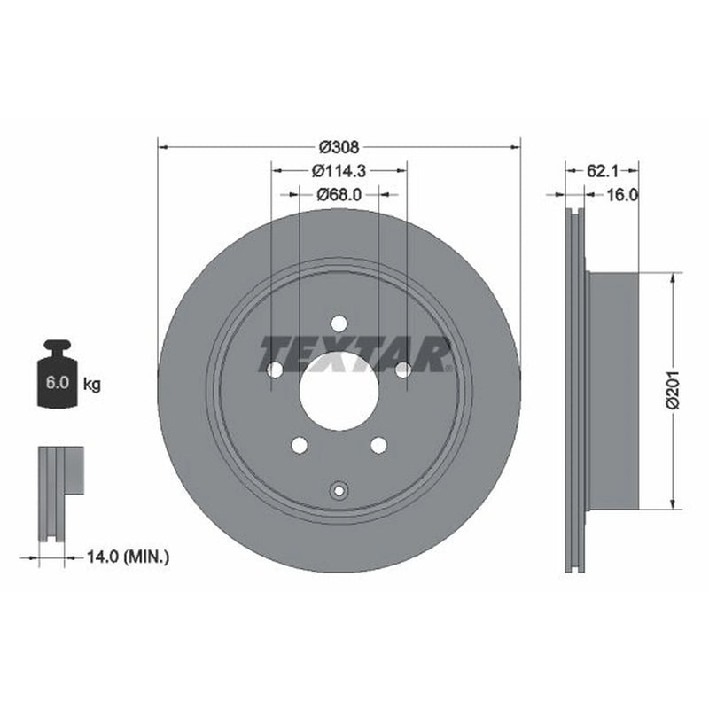 Textar 2 x Vented Rear Brake Discs 92149303-x2