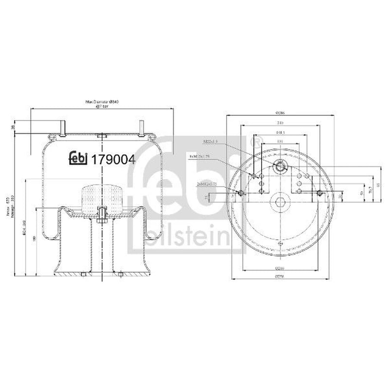 Febi Air Suspension Bellow 258mm 179004