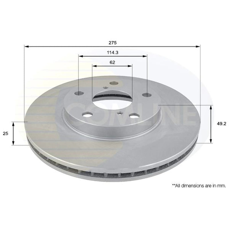 Comline 2 x Vented Front Brake Discs ADC01100V