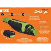 Vango Apex 2 Peridot Green Sleeping Bag - Vango - Van Life Living