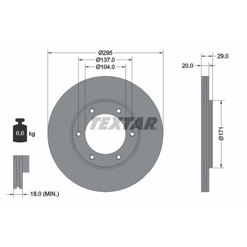Textar 2 x Vented Front Brake Discs 92035600-x2