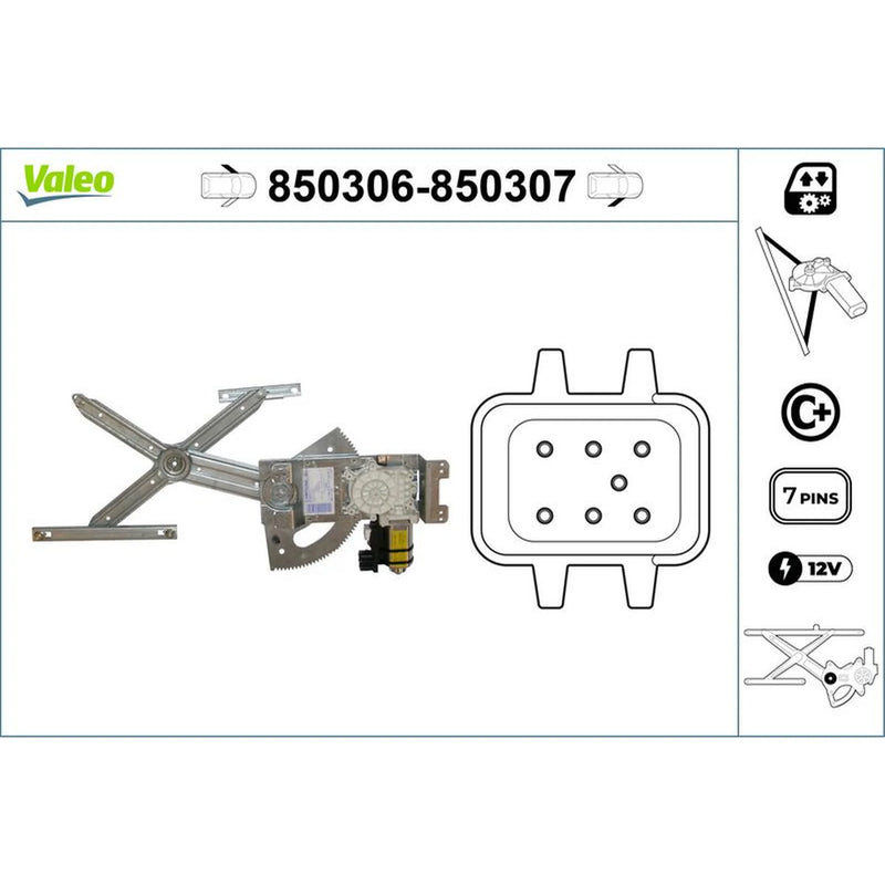 Valeo Electric Window Regulator Lifter Right Front 850307