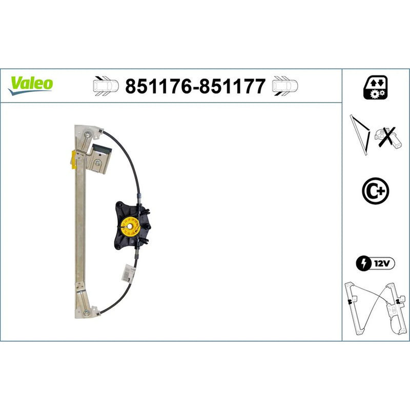 Valeo Electric Window Regulator Lifter Right Rear 851177