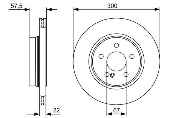Bosch 2 x Vented 300mm Brake Disc 0986479411