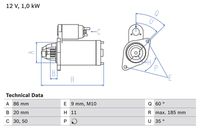 Bosch Starter Motor V kW Teeth 0986027030