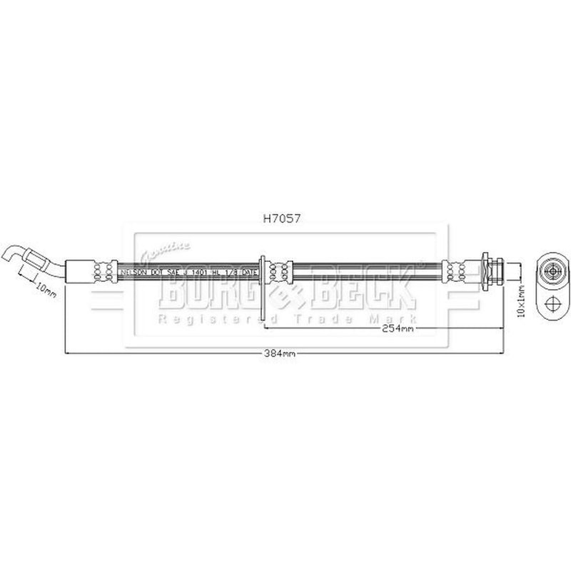 Borg & Beck Brake Hydraulic Hose Line Front Right BBH7768