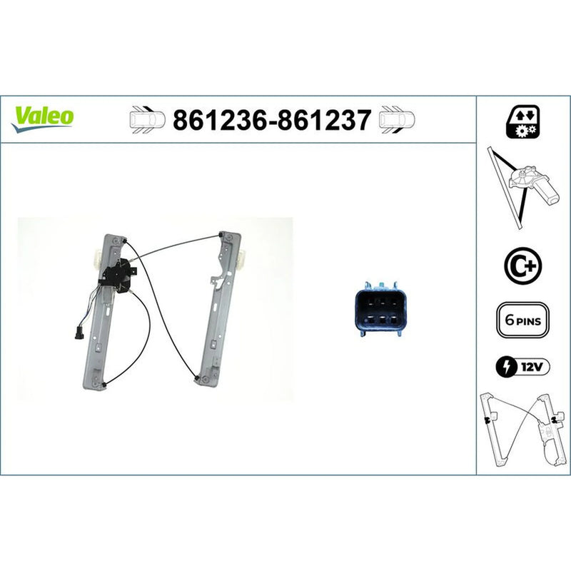Valeo Electric Window Regulator Lifter Right Front 861237