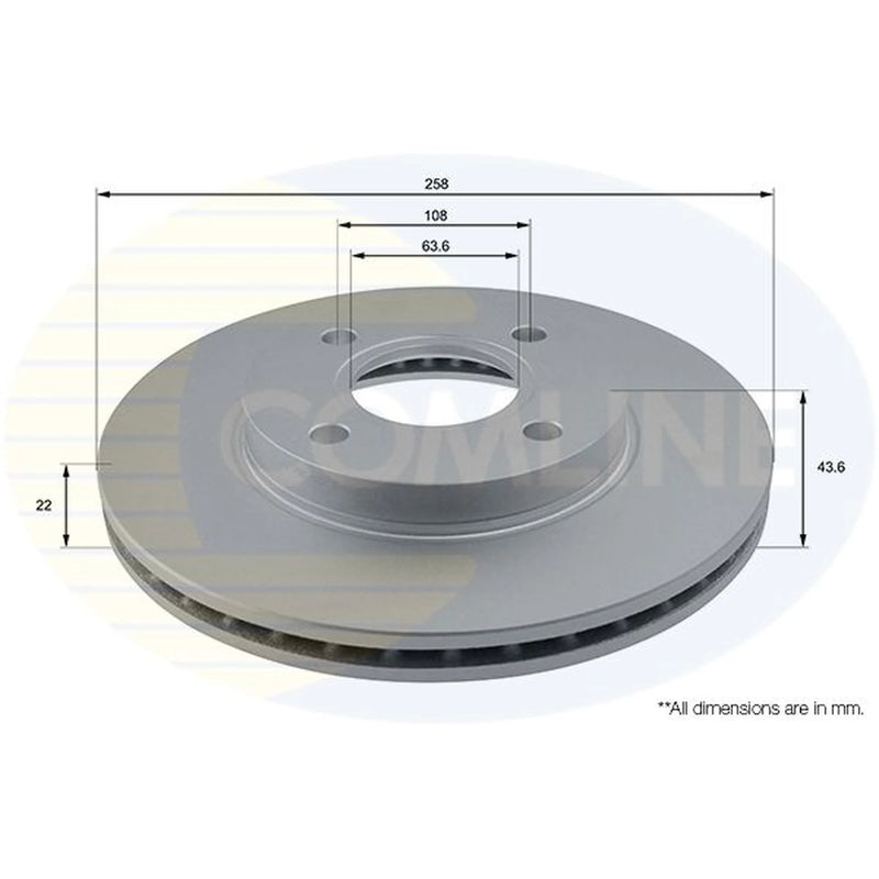 Comline 2 x Vented Front Brake Discs ADC1206V-x2