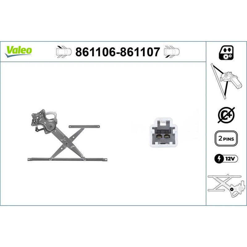 Valeo Electric Window Regulator Lifter Right Rear 861107