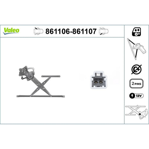 Valeo Electric Window Regulator Lifter Right Rear 861107