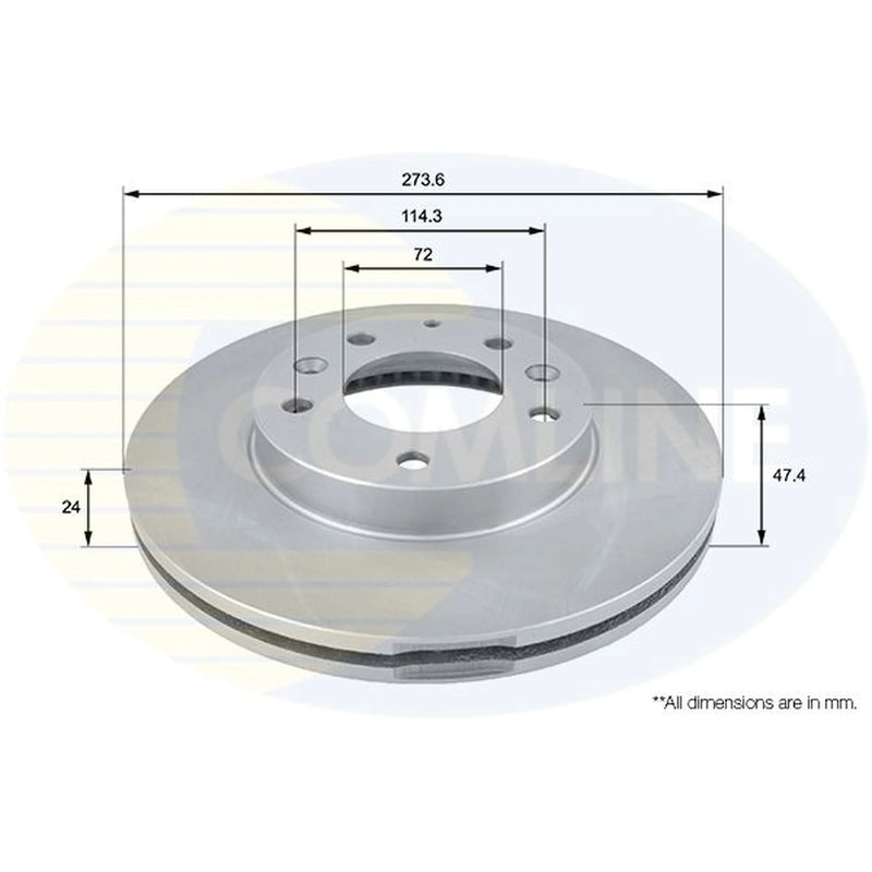 Comline 2 x Vented Front Brake Discs ADC0443V-x2