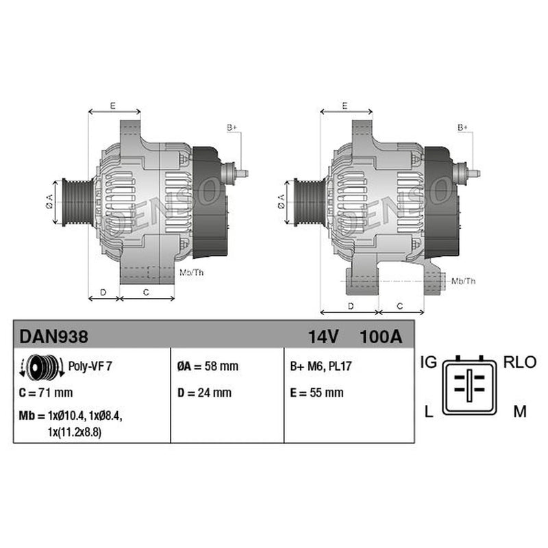 Denso Car Alternator 12V DAN938