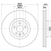 DON 2 x Vented Front Brake Discs PCD21861-x2
