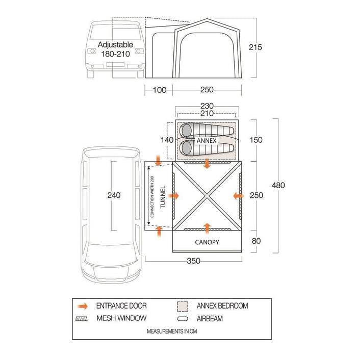 Vango Versos Air Low Drive Away Awning (180 - 210cm) Campervan - Vango - Van Life Living