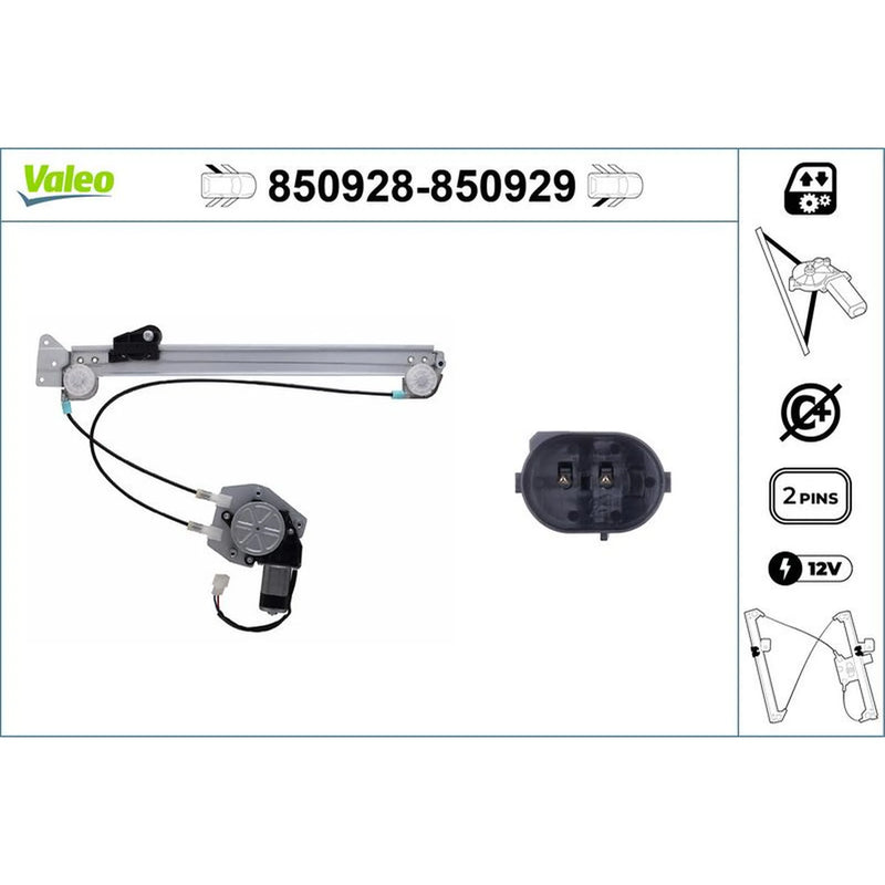 Valeo Electric Window Regulator Lifter Right Rear 850929