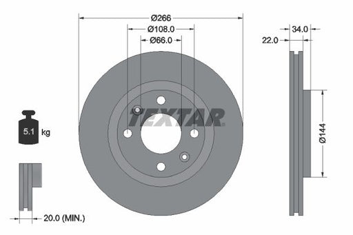 Textar 92111503 Brake Disc