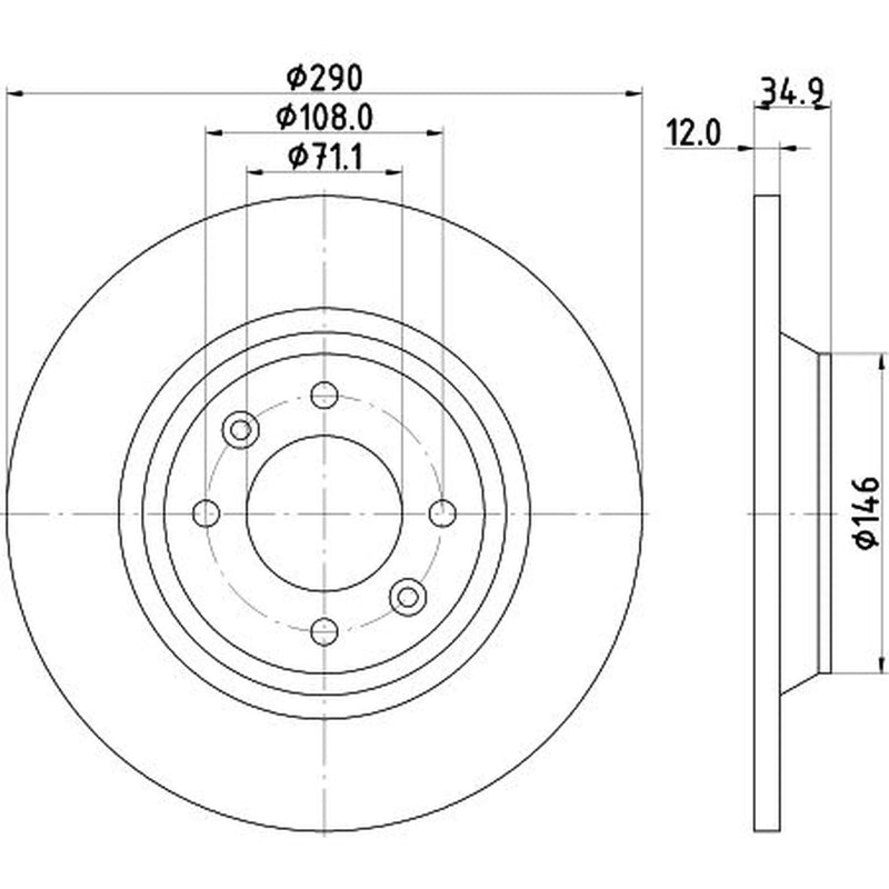 DON 2 x Solid Rear Brake Discs PCD14802-x2