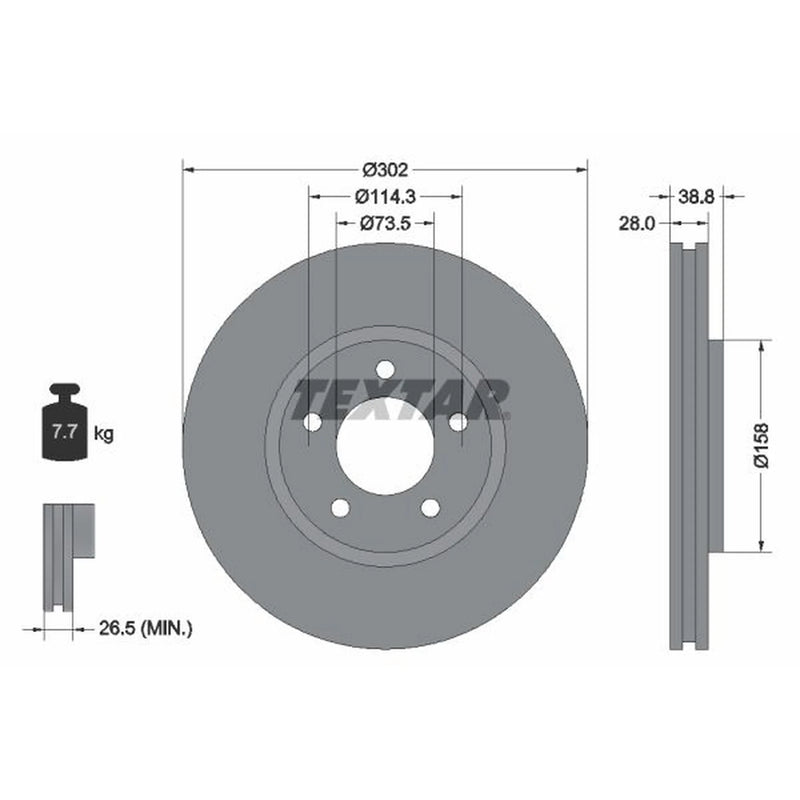 Textar 2 x Front Brake Discs 92108200-x2