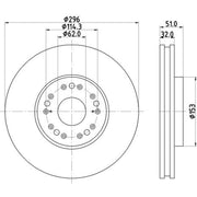 DON 2 x Vented Front Brake Discs PCD22722-x2