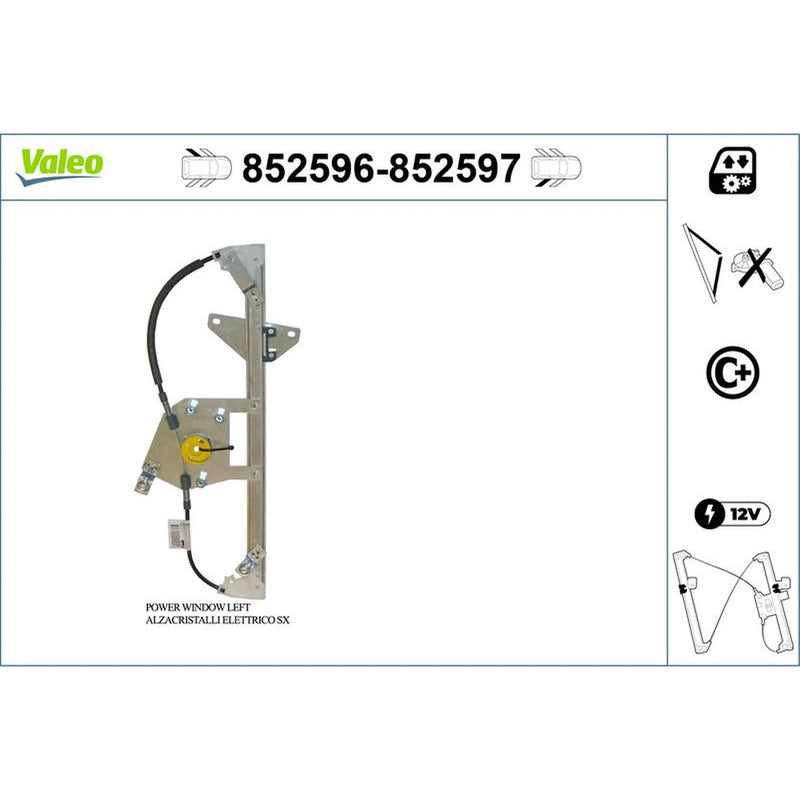 Valeo Electric Window Regulator Lifter Left Rear 852596