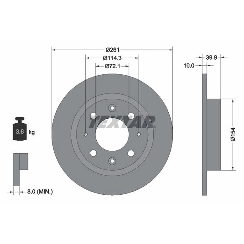 Textar 2 x Solid Brake Discs 92104300