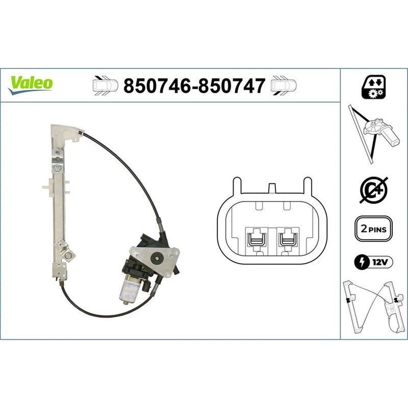 Valeo Electric Window Regulator Lifter Right Rear 850747