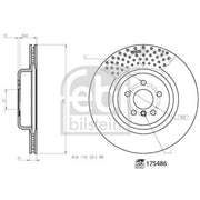 Febi 2 x Internally Vented Rear Brake Discs 175486-x2