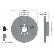 Textar 2 x Vented Front Brake Discs 92109905-x2