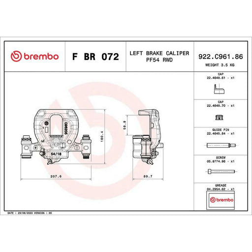 Brembo Brake Caliper Assembly Left FBR072
