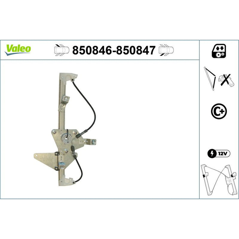Valeo Electric Window Regulator Lifter Right Rear 850847