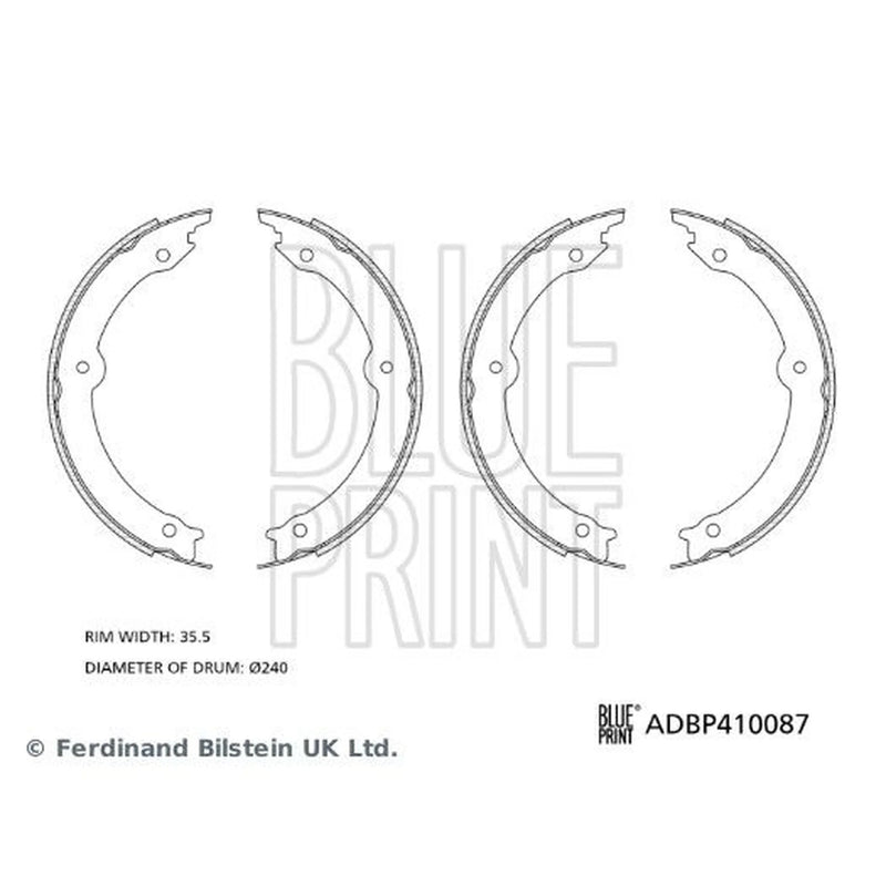 Blue Print Parking Brake Shoe Set Rear ADBP410087