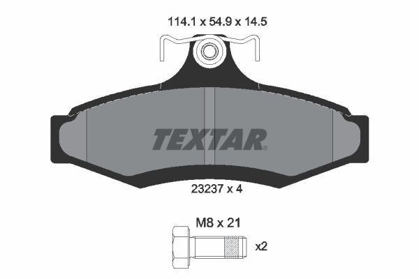 Textar Brake Pad Set Rear 114mm x 54.9mm x 14.5mm 2323701