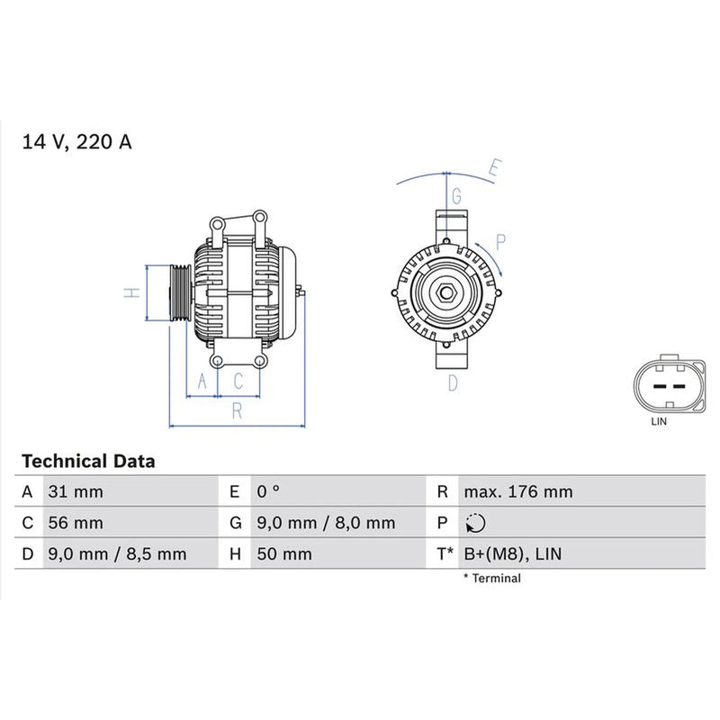 Bosch Car Alternator 12V 0 986 047 640