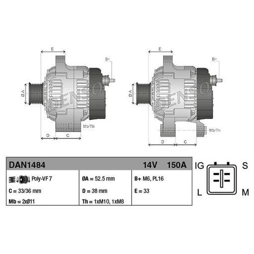 Denso Car Alternator 12V DAN1484