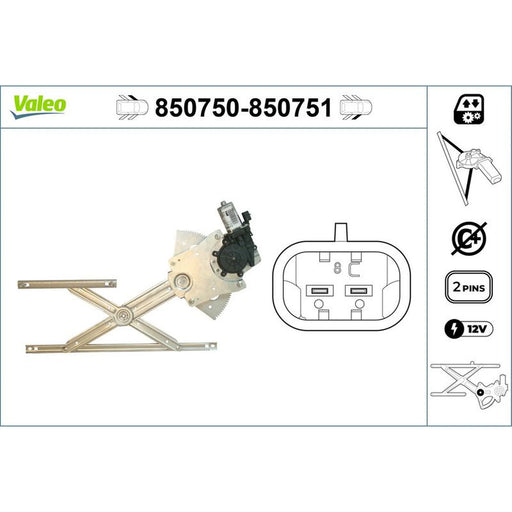 Valeo Electric Window Regulator Lifter Right Front 850751