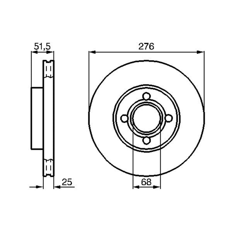 Bosch 2 x Vented Front Brake Discs 0986478549-x2