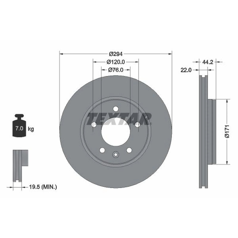 Textar 2 x Rear Brake Discs 92121403-x2