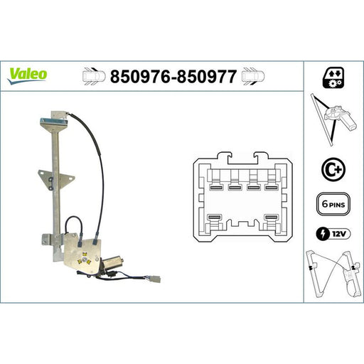Valeo Electric Window Regulator Lifter Right Front 850977