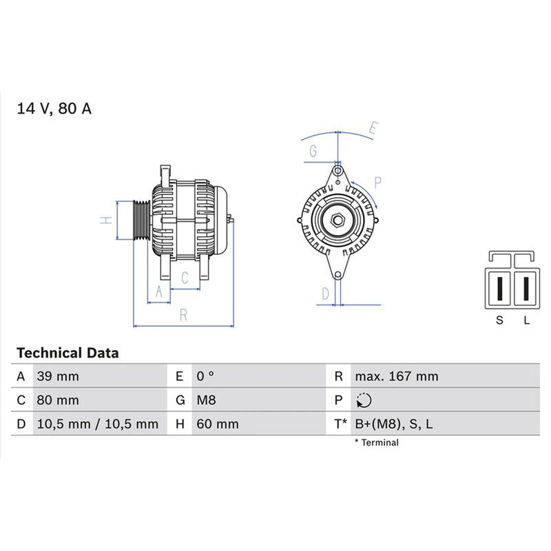 Bosch Car Alternator 12V 0 986 045 701