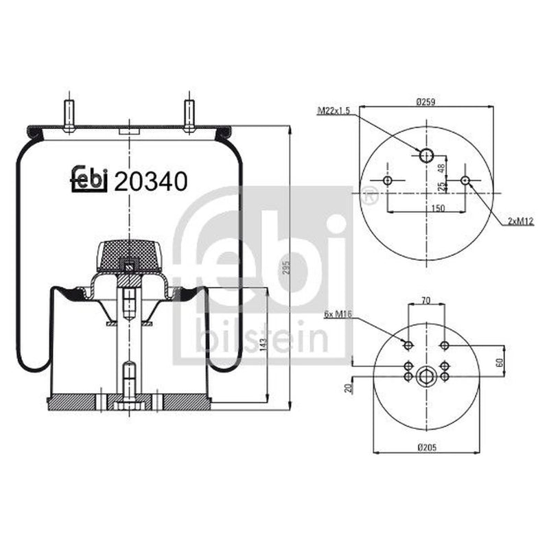 Febi Air Suspension Bellow 259mm 20340