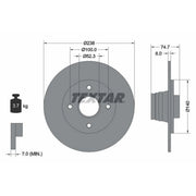 Textar 2 x Solid Rear Brake Discs 92081200-x2