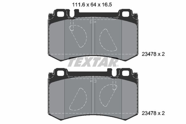 Textar Brake Pad Set Rear 111.6mm x 64mm x 16.5mm 2347801