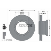 Textar 2 x Internally Vented Rear Brake Discs 93253000-x2